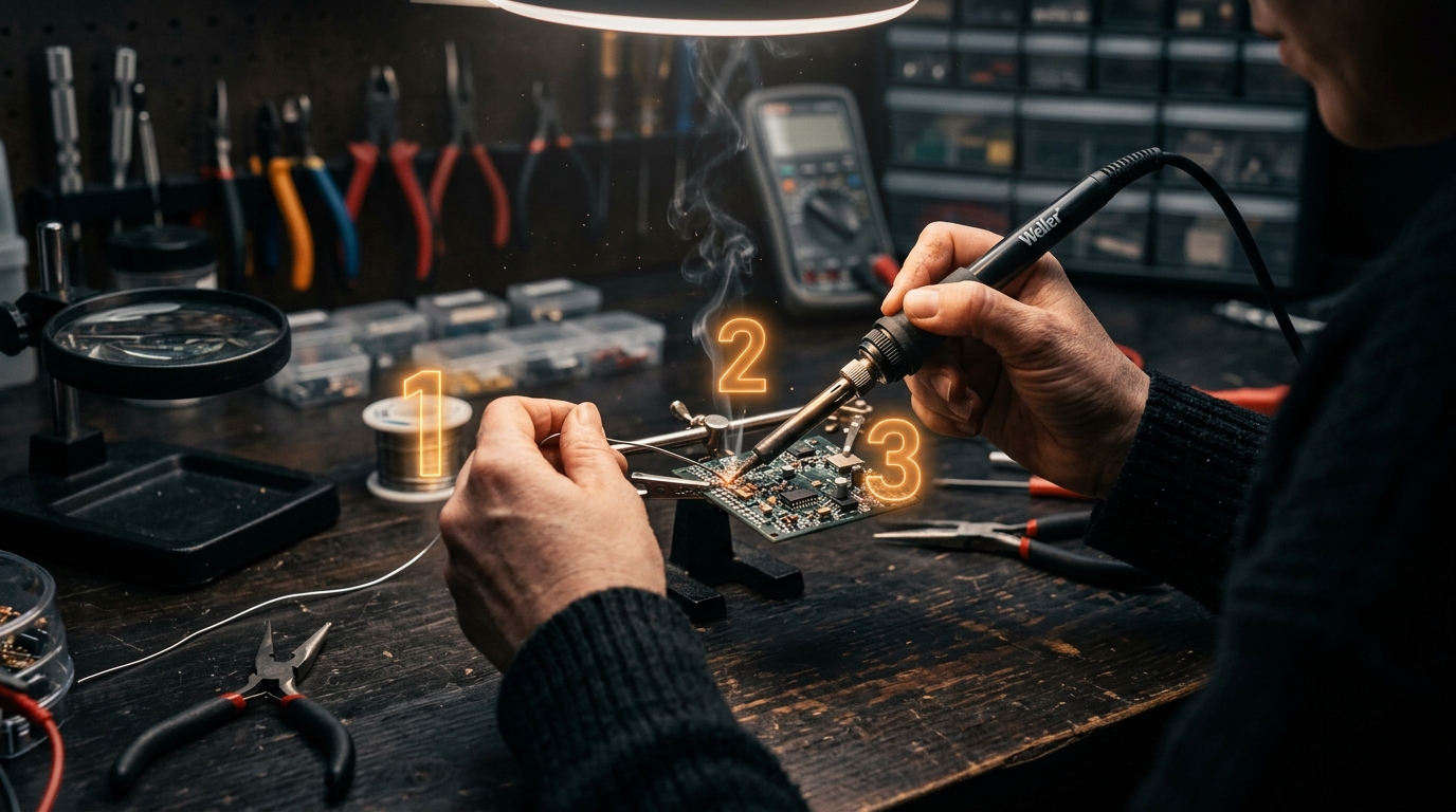 AI tutorial video showing step-by-step instructions with floating numbered guide markers