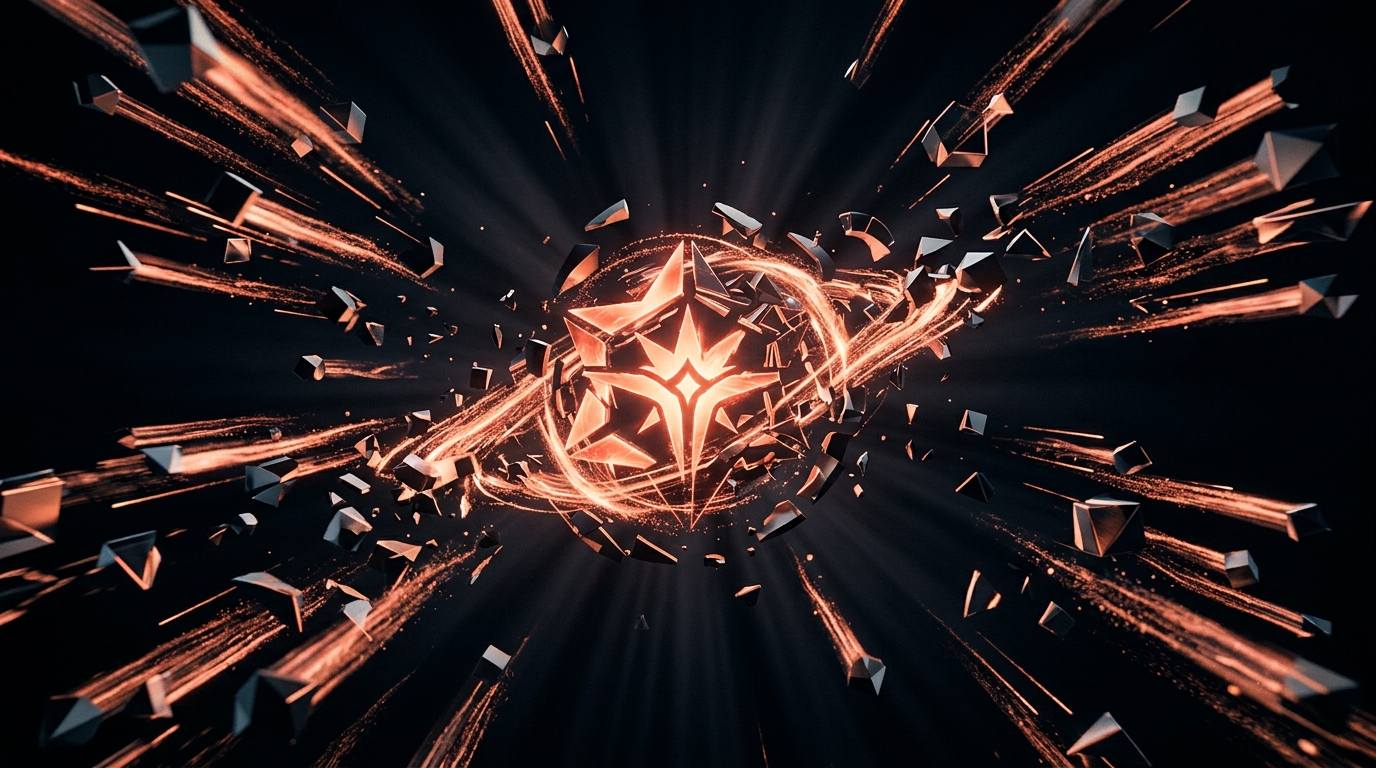 AI YouTube intro video with dramatic 3D logo animation emerging from particles and light